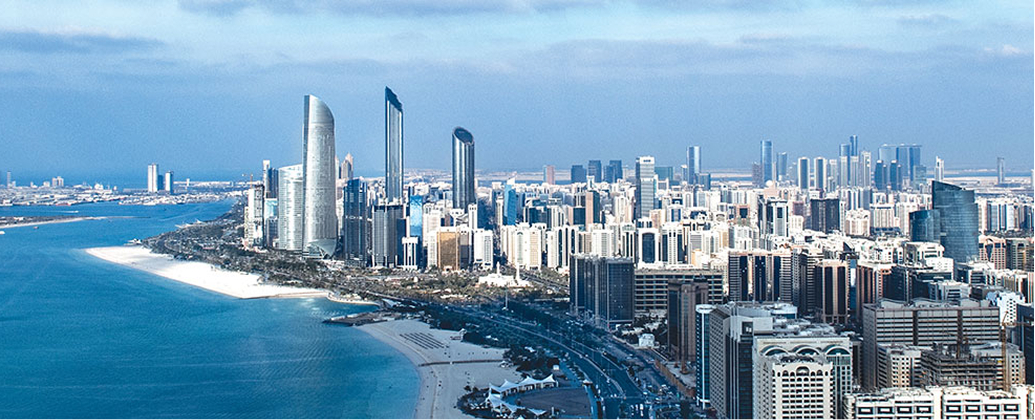 Abu Dhabi skyline along the coast
